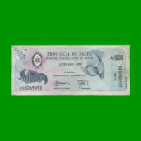 BONO DE SALTA 1.000,00 DE AUSTRALES, EC 074, AÑO 1989, ESTADO BUENO+.-