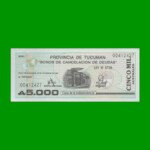 BONO DE TUCUMAN 5.000,00 AUSTRALES, EC 123, AÑO 1990, ESTADO SIN CIRCULAR.-