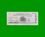 BONO DE TUCUMAN 10.000,00 AUSTRALES, EC 133, AÑO 1990, ESTADO EXCELENTE.-