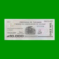 BONO DE TUCUMAN 10.000,00 AUSTRALES, EC 133, AÑO 1990, ESTADO EXCELENTE.-