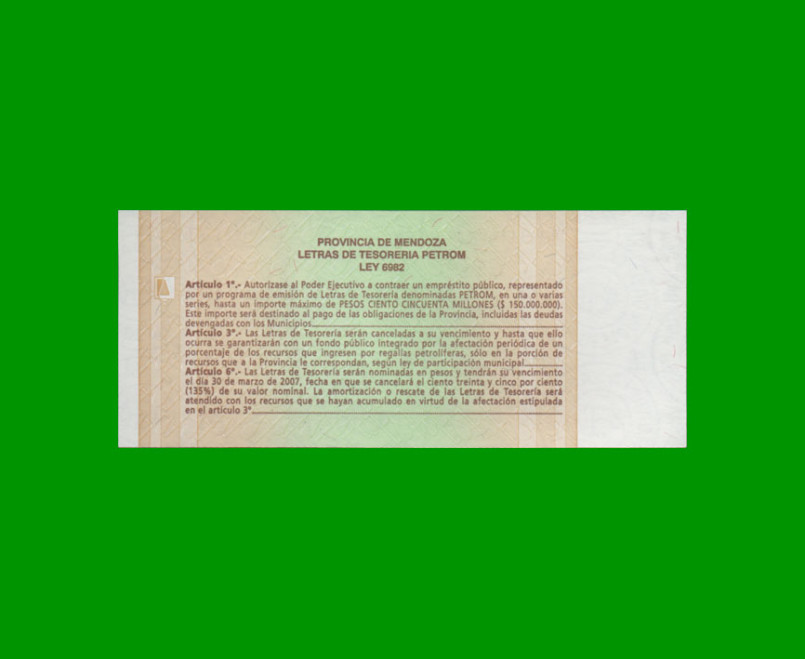 BONO DE MENDOZA $ 2,00, EC 369, AÑO 2002, ESTADO SIN CIRCULAR.- - Imagen 2