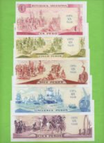 MONEDA NACIONAL SET DE 5 BILLETES, FASCIMIL 1, 5, 10, 50, 100 PESOS, ESTADO SIN CIRCULAR.- - Imagen 2