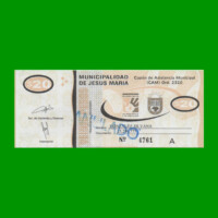 BONO MUNICIPALIDAD DE JESUS MARIA $20,00, ANULADO, AÑO 2004, ESTADO SIN CIRCULAR .-