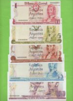 MONEDA NACIONAL SET DE 5 BILLETES, FASCIMIL 1, 5, 10, 50, 100 PESOS, ESTADO SIN CIRCULAR.-