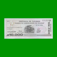 BONO DE TUCUMAN 10.000,00 AUSTRALES, EC 133, AÑO 1990, ESTADO SIN CIRCULAR.-