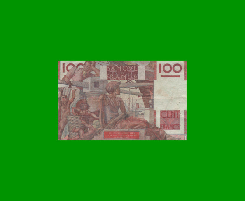 BILLETE DE FRANCIA 100 FRANCOS, PICK 128b, AÑO 1948, ESTADO MUY BUENO- .- - Imagen 2