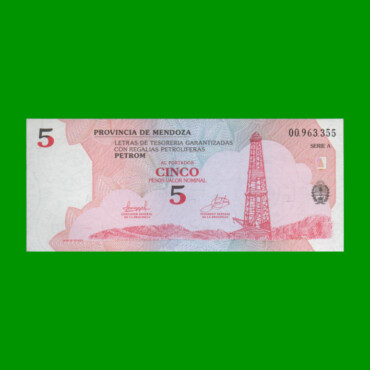 BONO DE MENDOZA $ 5,00, EC 370, AÑO 2002, ESTADO SIN CIRCULAR.-