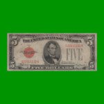 BILLETE DE EEUU 5.00 DOLARES, SELLO ROJO, PICK 379, ESTADO MUY BUENO- .-