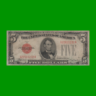 BILLETE DE EEUU 5.00 DOLARES, SELLO ROJO, PICK 379, ESTADO MUY BUENO- .-