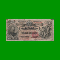 BILLETE PROVINCIA DE CORRIENTES $ 1,00 RESELLO 1897, PICK S1131, AÑO 1888, ESTADO REGULAR.-