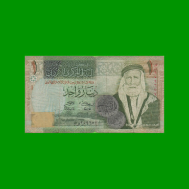 BILLETE DE JORDANIA 1 DINAR, PICK 34c, ESTADO BUENO.-