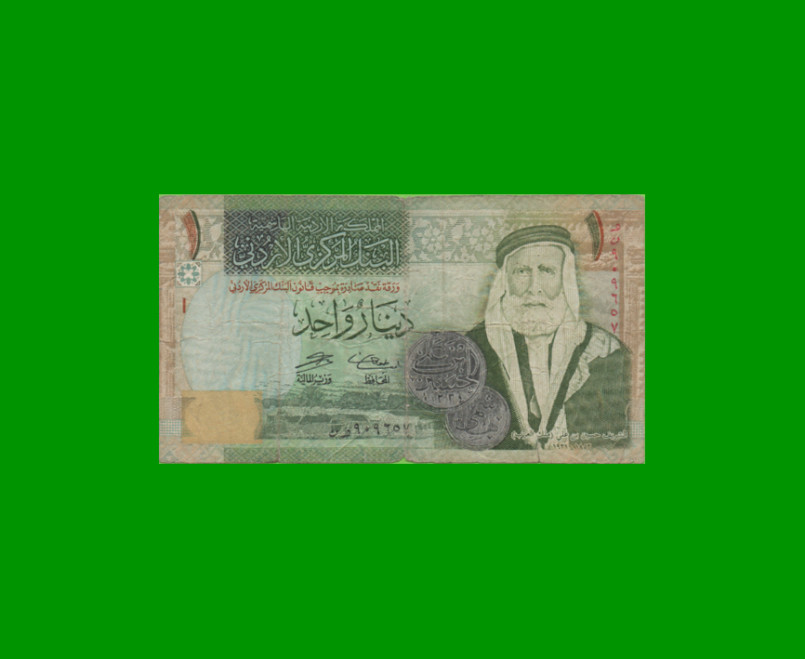 BILLETE DE JORDANIA 1 DINAR, PICK 34c, ESTADO BUENO.-