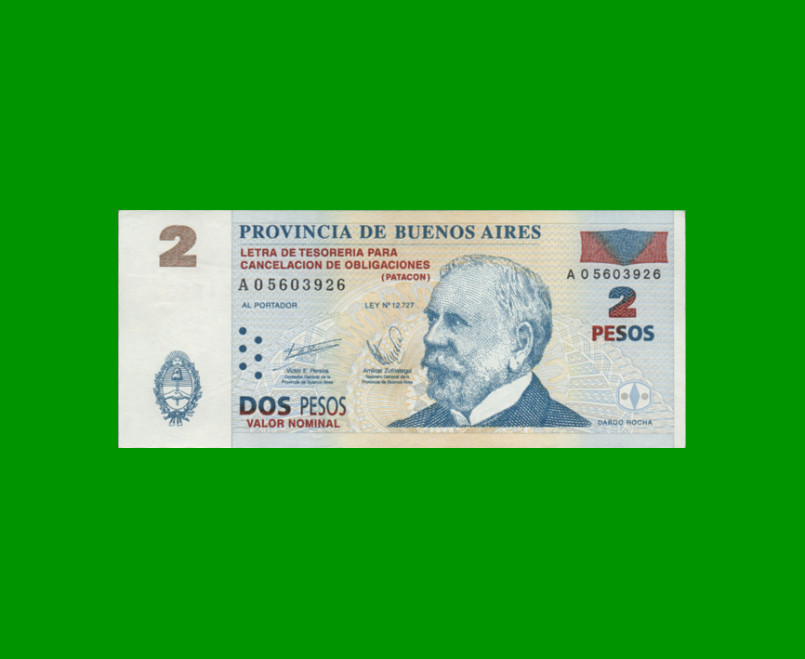 BONO DE BUENOS AIRES $2,00, EC 212, AÑO 2001, ESTADO EXCELENTE.-