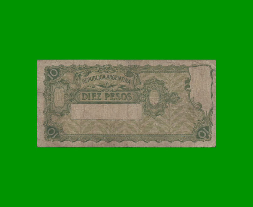 BILLETE CAJA DE CONVERSION $ 10,00, BOT 1629, AÑO 1929, ESTADO BUENO.- - Imagen 2