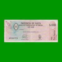 BONO DE SALTA $a1.000,00, EC 003, AÑO 1985, ESTADO MUY BUENO.-