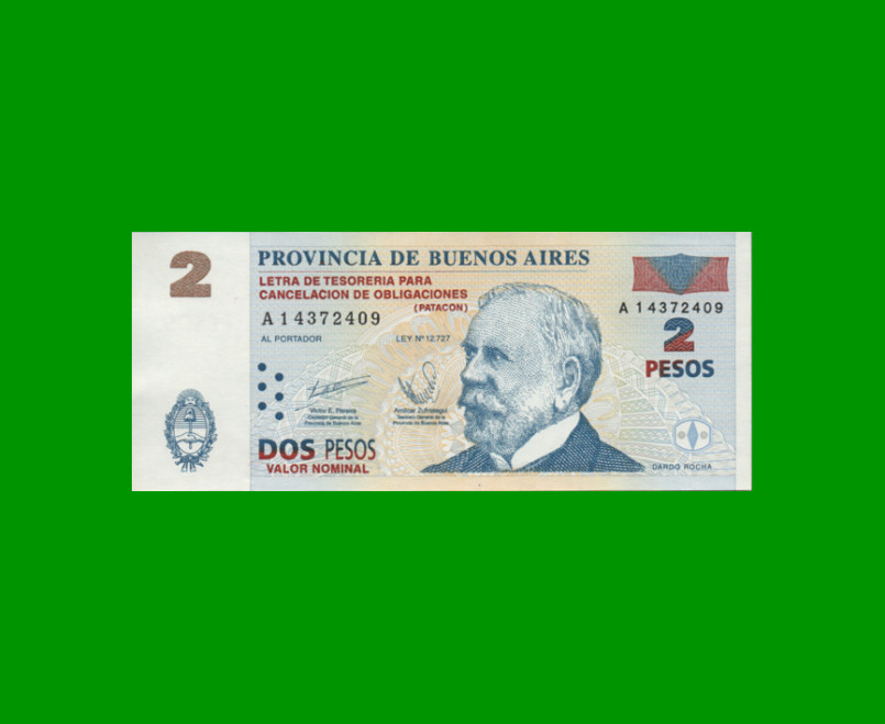 BONO DE BUENOS AIRES $2,00, EC 212, AÑO 2001, ESTADO EXCELENTE+.-