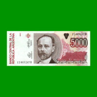 BILLETE DE AUSTRALES, 5.000 AUSTRALES, BOT 2874, AÑO 1991, ESTADO SIN CIRCULAR.-