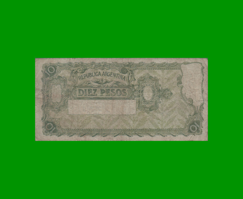 BILLETE CAJA DE CONVERSION $ 10,00, BOT 1629, AÑO 1929, ESTADO BUENO+.- - Imagen 2