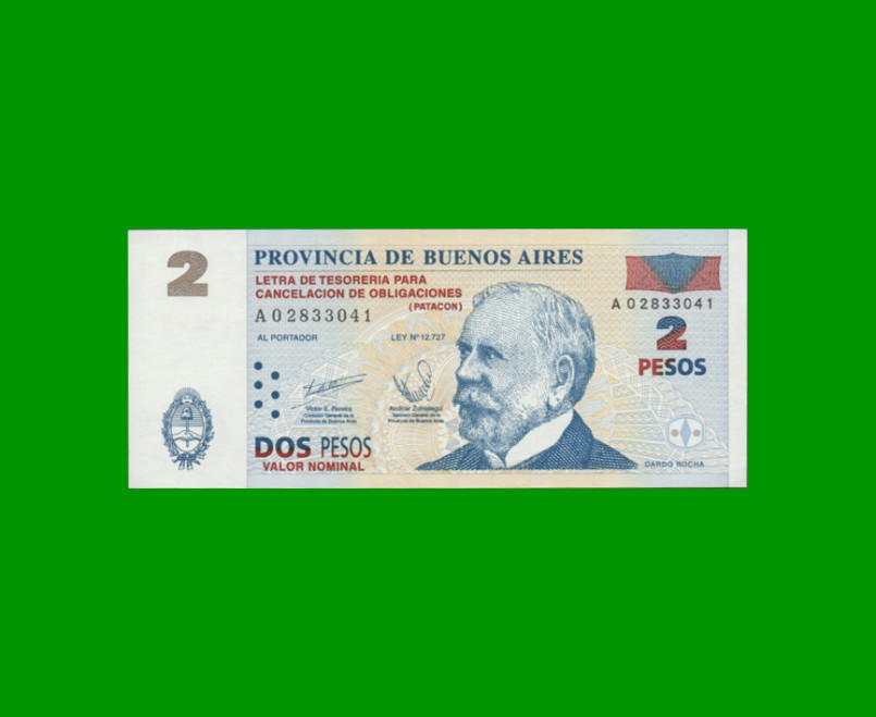 BONO DE BUENOS AIRES $2,00, EC 212, AÑO 2001, ESTADO SIN CIRCULAR.-