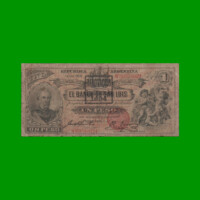 BILLETE PROVINCIA DE SAN LUIS $ 1,00 RESELLO 1894, PICK S1221b, AÑO 1888, ESTADO BUENO+.-