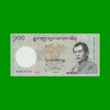BILLETE DE BHUTAN 100 NGULTRUM, PICK 32b, AÑO 2011, ESTADO SIN CIRCULAR.-