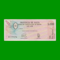 BONO DE SALTA $a1.000,00, EC 004, AÑO 1985, ESTADO MUY BUENO+.-