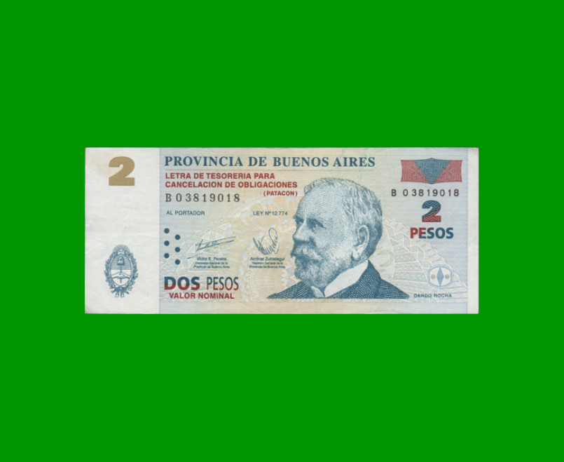 BONO DE BUENOS AIRES $2,00, EC 213, AÑO 2002, ESTADO MUY BUENO+.-