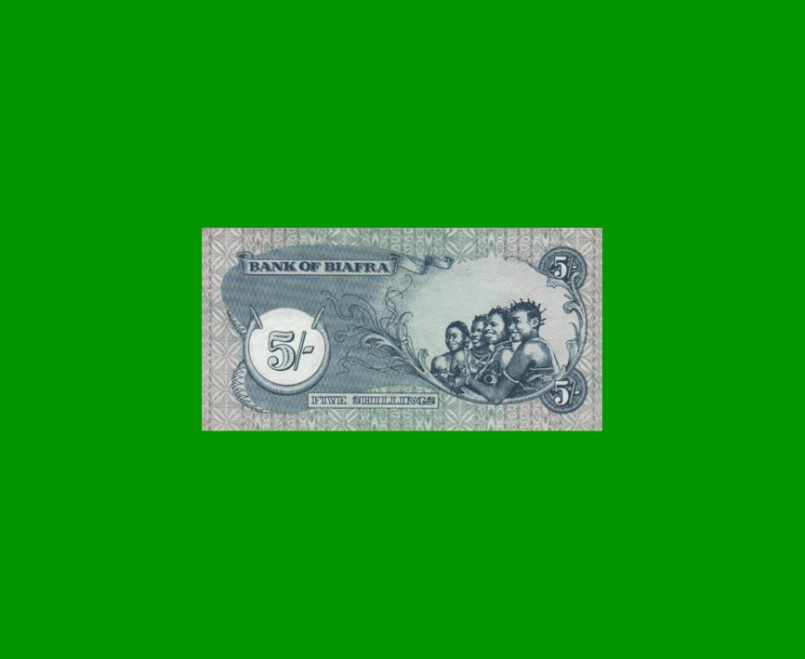 BILLETE DE BIAFRA 5 SHILLINGS, PICK 3a, ESTADO EXCELENTE.- - Imagen 2