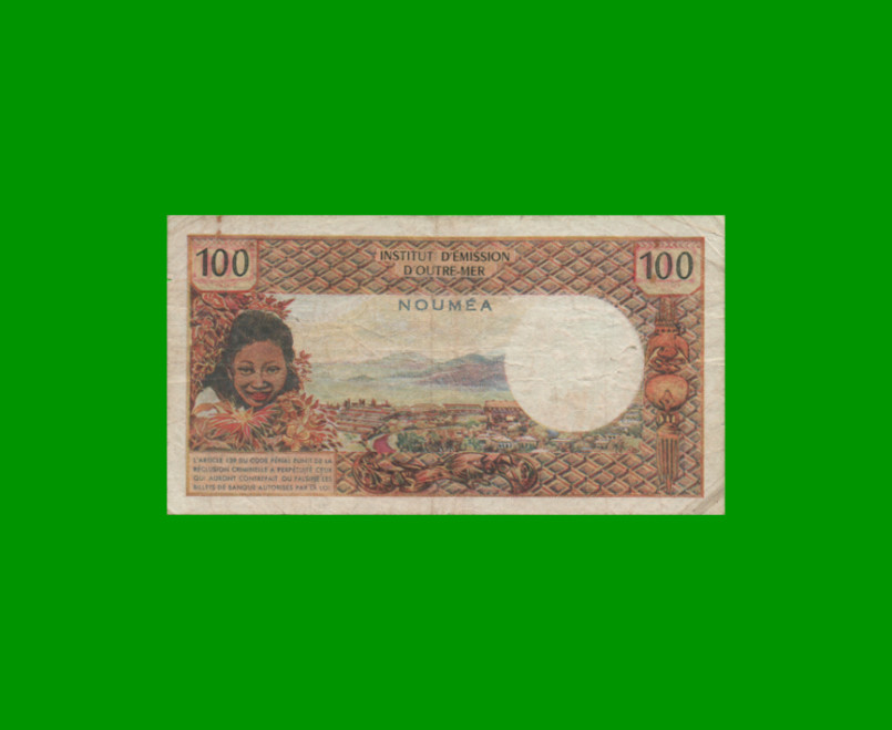 BILLETE DE TAHITI 100 FRANCOS, PICK 23, AÑO 1969, ESTADO BUENO.- - Imagen 2