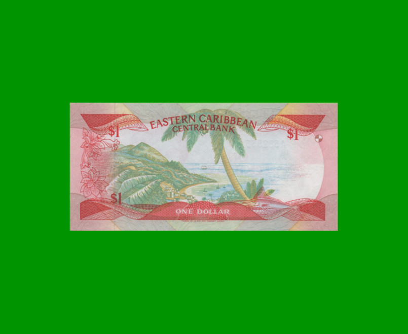 BILLETE DE CARIBE DEL ESTE 1 DOLAR, PICK 21a, ESTADO SIN CIRCULAR.- - Imagen 2