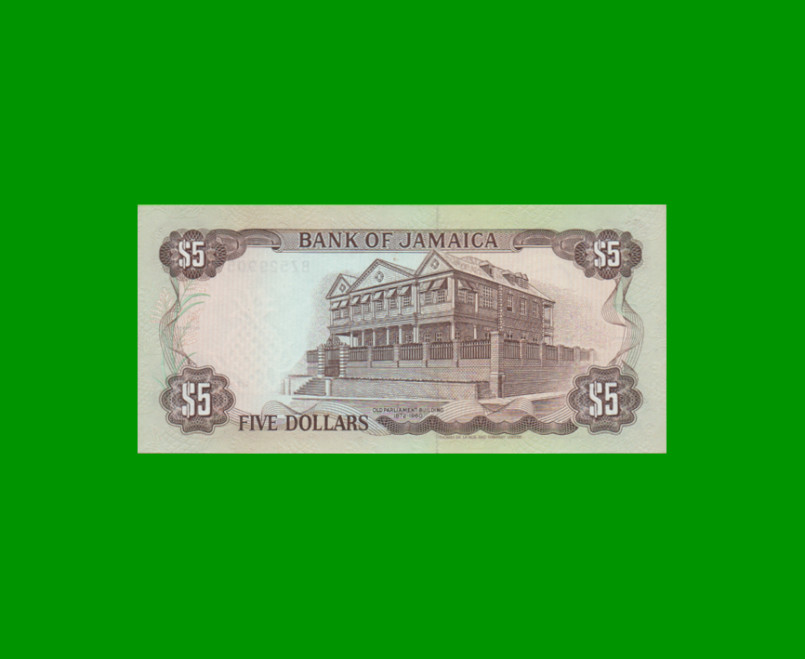 BILLETE DE JAMAICA 5 DOLARES PICK 70d, AÑO 1991 ESTADO SIN CIRCULAR.- - Imagen 2