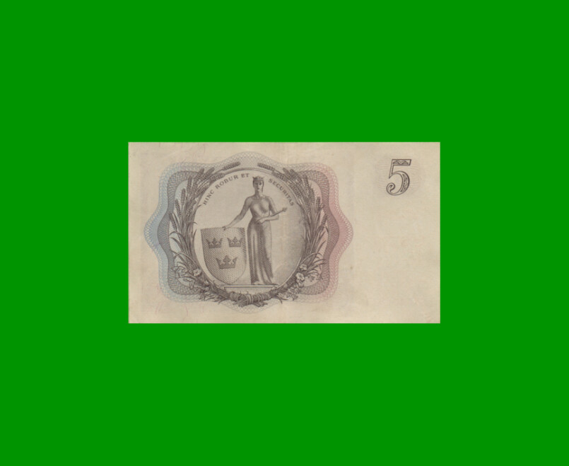 BILLETE DE SUECIA 5 KRONOR, PICK 42b AÑO 1955, ESTADO EXCELENTE- .- - Imagen 2