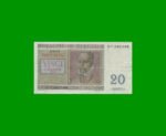 BILLETE DE BELGICA 20 FRANCOS, PICK 132b AÑO 1956 ESTADO MUY BUENO- .- - Imagen 2