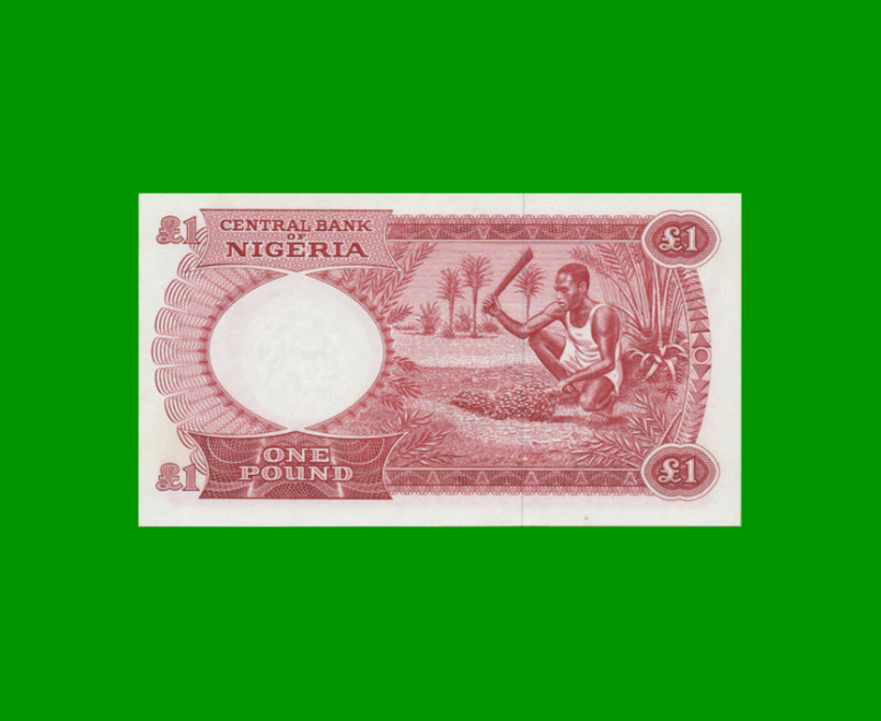 BILLETE DE NIGERIA 1 LIBRA, PICK 8, AÑO 1967 ESTADO SIN CIRCULAR.- - Imagen 2