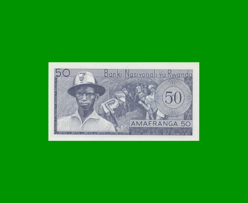 BILLETE DE RWANDA 50 FRANCOS, PICK 7c, AÑO 1976 ESTADO SIN CIRCULAR.- - Imagen 2