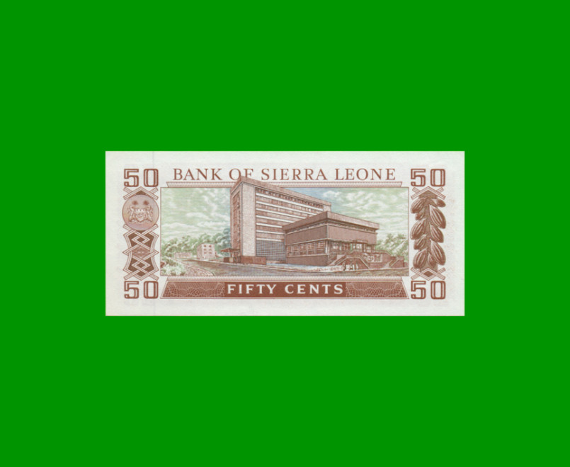 BILLETE DE SIERRA LEONA 50 CENTS, PICK 4e, AÑO 1984 ESTADO SIN CIRCULAR.- - Imagen 2