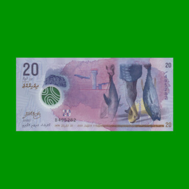 BILLETE DE ISLAS MALDIVAS 20,00 RUPIAS, POLYMERO PICK 27, ESTADO SIN CIRCULAR.-