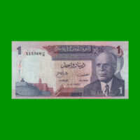 BILLETE DE TUNEZ 1 DINAR, PICK 67, AÑO 1972 ESTADO MUY BUENO+ .-