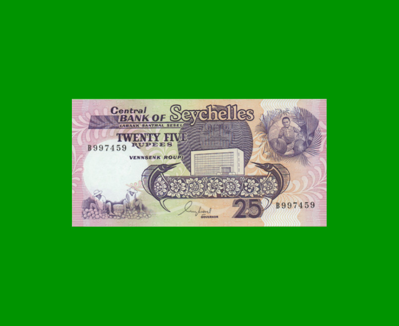 BILLETE DE SEYCHELLES 25 RUPIAS, PICK 33 AÑO 1989 ESTADO SIN CIRCULAR.-