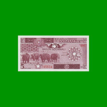 BILLETE DE SOMALIA 5 SHILLINGS, PICK 31b, AÑO 1986 ESTADO SIN CIRCULAR.-