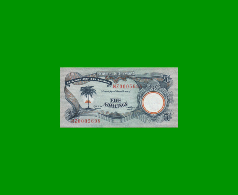 BILLETE DE BIAFRA 5 SHILLINGS, PICK 3a, ESTADO EXCELENTE.-