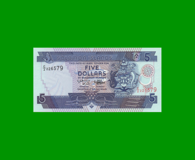 BILLETE DE ISLAS SALOMON 5 DOLARES,  PICK 19, ESTADO SIN CIRCULAR.-