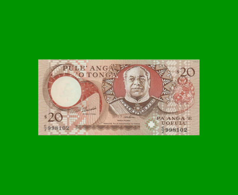 BILLETE DE TONGA 20 PA`ANGA, PICK 35c, AÑO (1995) ESTADO SIN CIRCULAR.-