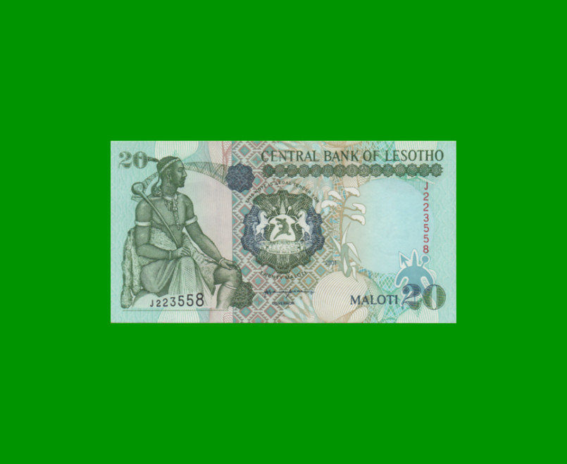 BILLETE DE LESOTHO 20 MALOTI, PICK 16c, AÑO 2001, ESTADO SIN CIRCULAR.-