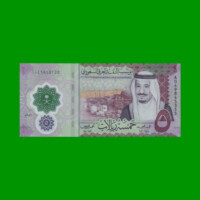 BILLETE DE ARABIA SAUDITA 5 RIYALS, POLYMERO, PICK NEW, ESTADO SIN CIRCULAR.-