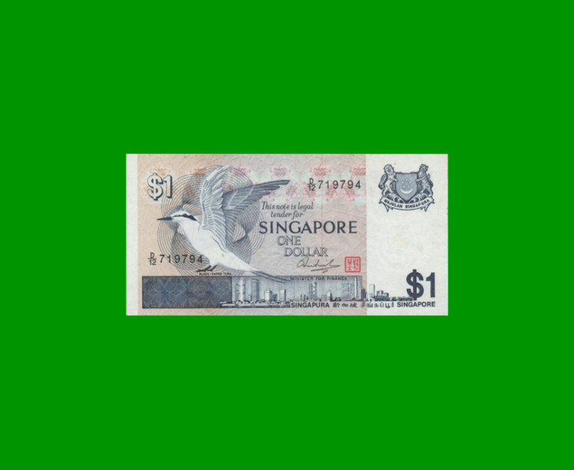 BILLETE DE SINGAPUR 1 DOLAR, PICK 9, ESTADO MUY BUENO+ .-