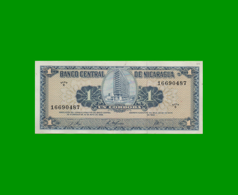 BILLETE DE NICARAGUA 1 CORDOBA, PICK 115, ESTADO EXCELENTE+.-