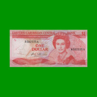 BILLETE DE CARIBE DEL ESTE 1 DOLAR, PICK 21a, ESTADO SIN CIRCULAR.-