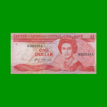 BILLETE DE CARIBE DEL ESTE 1 DOLAR, PICK 21a, ESTADO SIN CIRCULAR.-