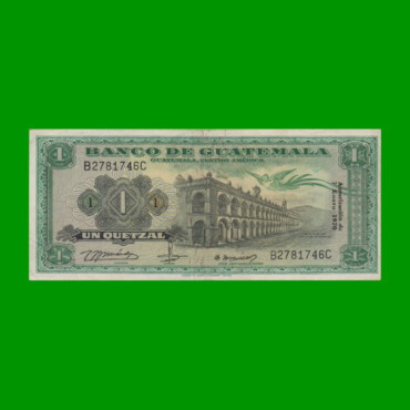 BILLETE DE GUATEMALA 1 QUETZAL, PICK 52g, AÑO 1970 ESTADO EXCELENTE.-